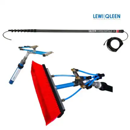 Otkrijte Ekskluzivni Karbon teleskop za pranje solarnih panela i prozora Lewi Qleen-a, sa stupom od karbonskih vlakana, četkom i crijevima.