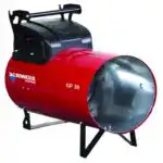 BIEMMEDUE GP 30M plinski top za grejanje je crvene boje sa crnom ručkom i postoljem, sa cilindričnim dizajnom i oznakom marke za efikasno grijanje.