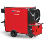 Biemmedue Jumbo 85, crveno-crni je grejač s kotačima i velikim ispuhom za laku mobilnost. Greje na 85kW