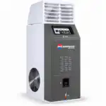 Industrijski Indirektni Grejač BIEMMEDUE SP 235 sive boje sa gornjim otvorima, donjim ventilatorom i kontrolom, snage 235,72 kW, za dizel, gas ili TNG.