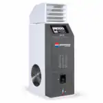 Industrijski indirektni grejač BIEMMEDUE SP 70 (70,78 kW) radi na dizel, gas i TNG, sa praktičnom kontrolom, ventilacijom i BIEMMEDUE logoom napred, u sivo-beloj završnici.