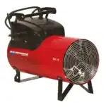 Profesionalni Električni Grejač BIEMMEDUE EK 15C, crveno-crni sa cilindričnim dizajnom, stoji na čvrstim nogama poput EK 10C.