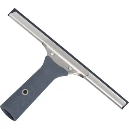 Brisač prozora sa gumom 35cm LEWI je brisač od nerđajućeg čelika od 35 cm sa plavom gumenom ručkom, ravnim sečivom i dizajnom na vješanje za efikasno čišćenje.