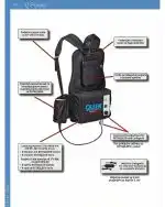 Crni QLEEN ranac sa podesivim kaiševima, džepovima, ručkom, portovima za punjenje i baterijom za OVA8 ROTAQLEEN Classic.