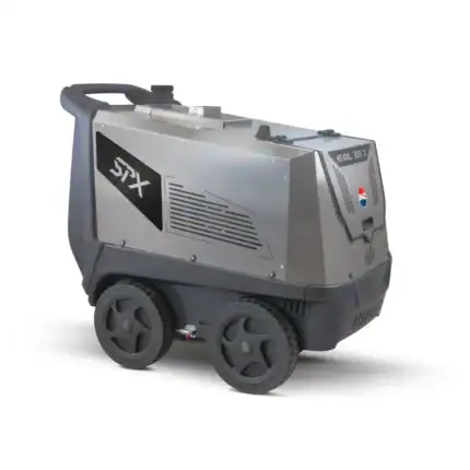 Veliki Biemmedue SPX perač pod pritiskom (160-300 bara, 130°C) ima inox kućište, crne točkove, ručku i STX oznaku.