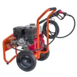 Benzinski perač pod pritiskom ECO Steam ES4200HD, HONDA GX390 (290bar, 1080l/h), crne točkove, narandžasti ram, crni motor.