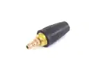 Roto dizna 040/300 bar - Turbo dizna za perač pod pritiskom od mesinga i crne plastike, sa rebrastim hvatom na beloj podlozi.