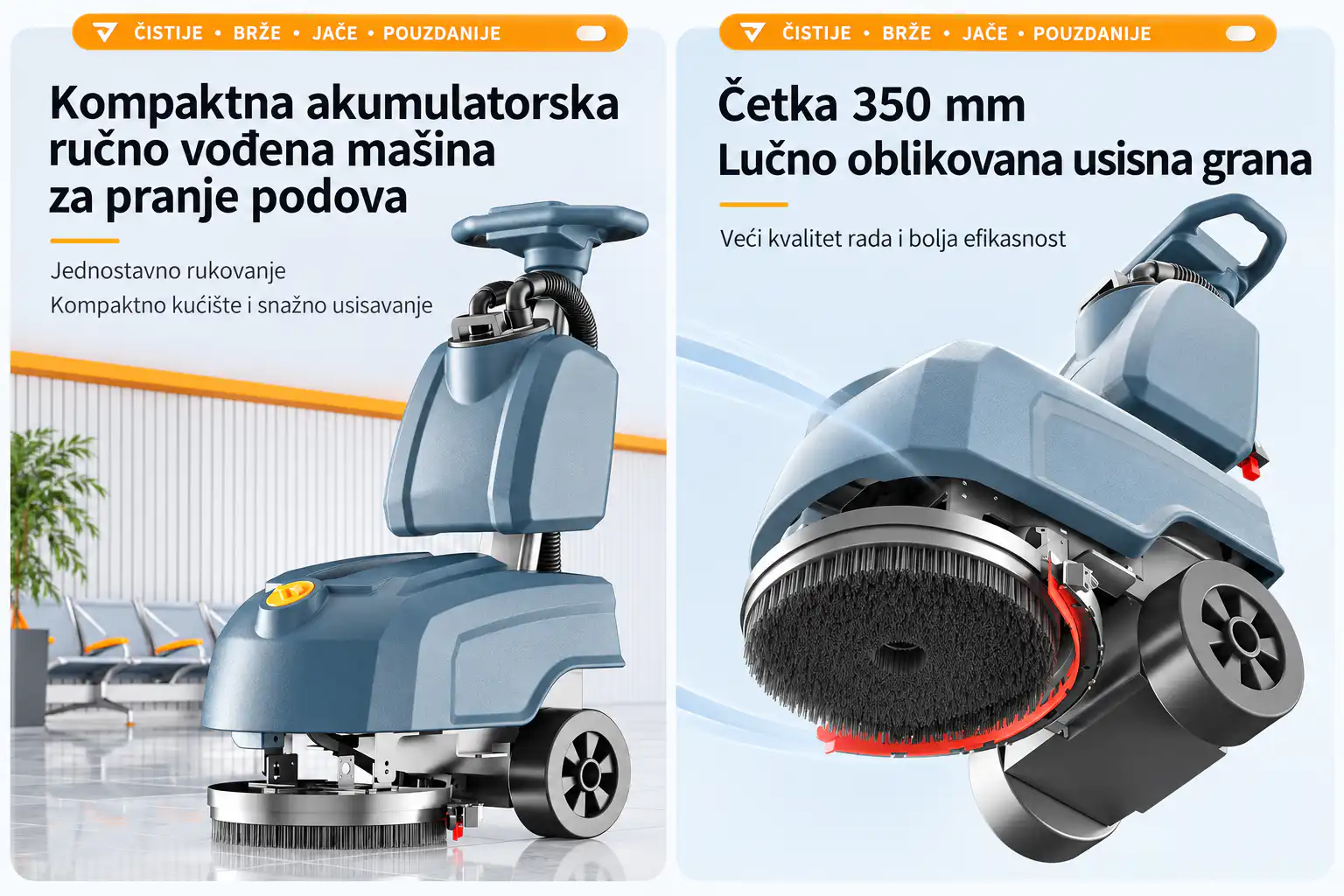 Chancee M30 kompaktna mašina za pranje podova sa četkom 350 mm i usisnom granom 450 mm