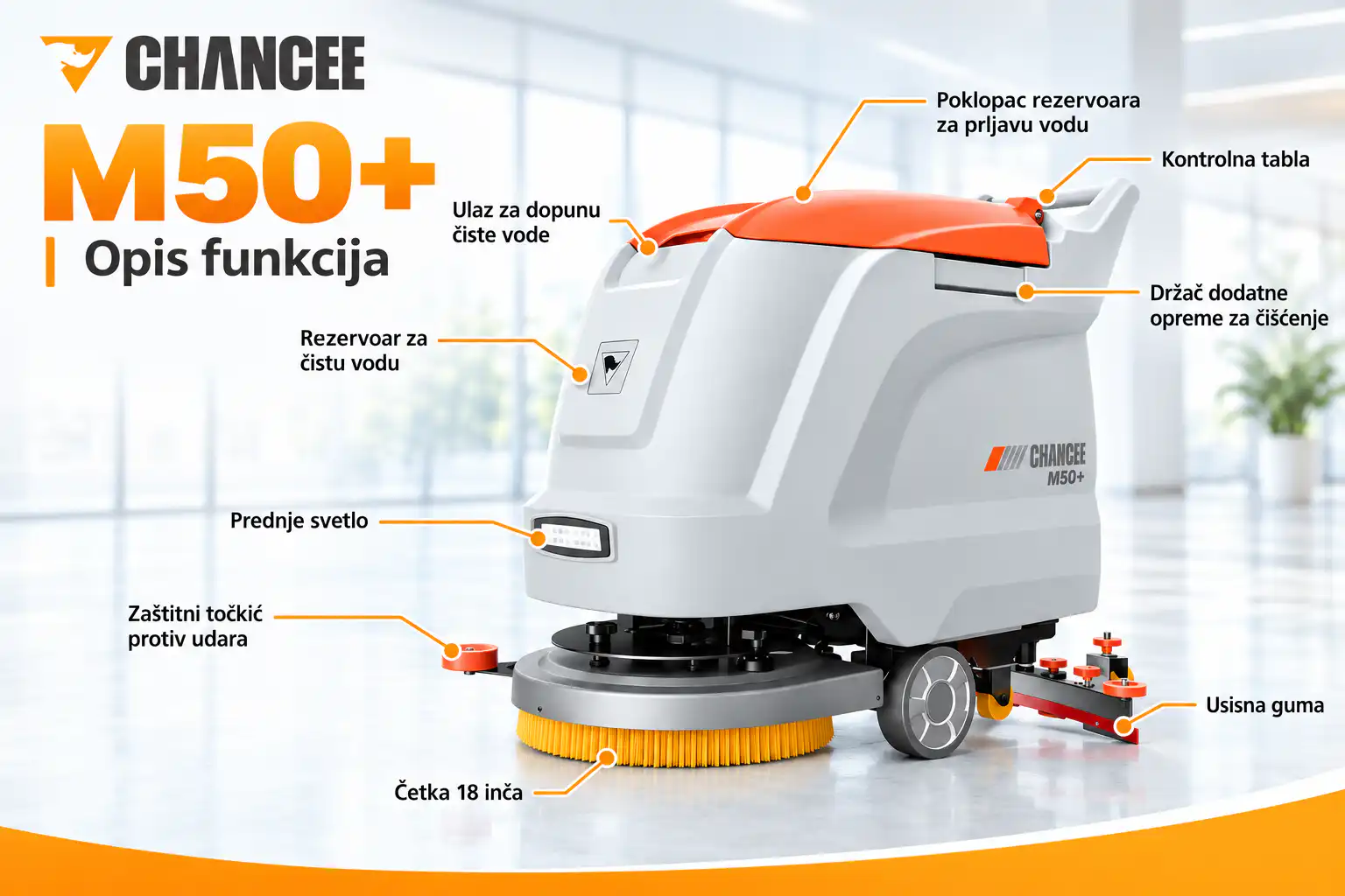 Chancee M50+ opis funkcija i sistema za profesionalno pranje podova