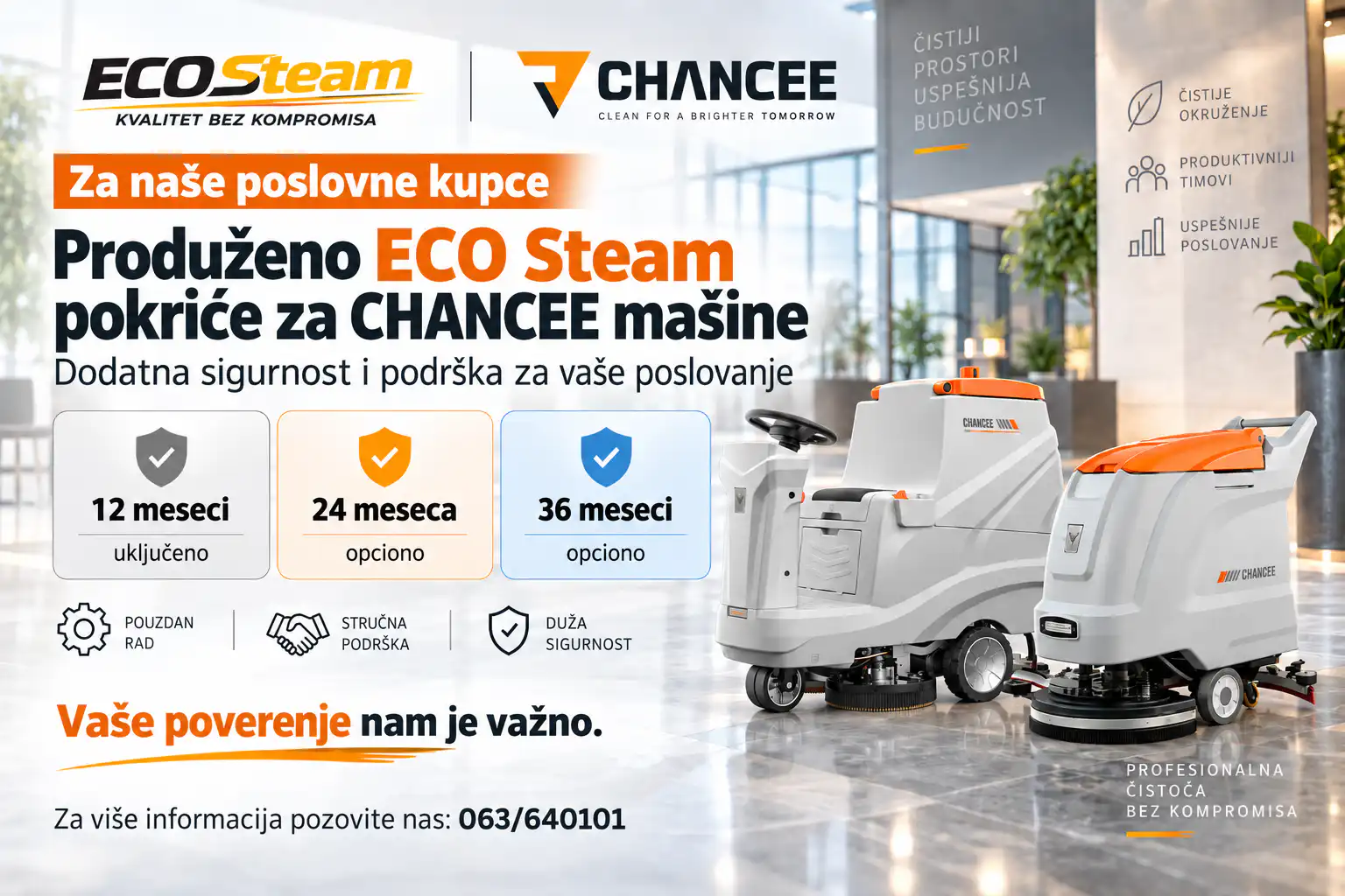 ECO STEAM dodatno komercijalno pokriće za Chancee K80+ mašinu za pranje podova