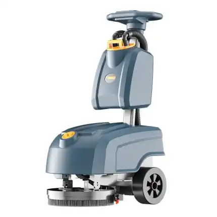 Kompaktna plavo-siva CHANCEE M30 mašina za pranje podova (1350m², 350mm, baterija 2h), sa velikim točkovima i četkom.