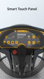 Detaljan prikaz CHANCEE K70 smart touch panela na podnoj mašini (3650m²/h, 550mm, baterija 3h), sa ikonama i degustatorima na metalnoj osnovi ispod natpisa Smart Touch Panel.