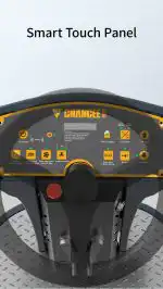 Detaljan prikaz CHANCEE K70 smart touch panela na podnoj mašini (3650m²/h, 550mm, baterija 3h), sa ikonama i degustatorima na metalnoj osnovi ispod natpisa Smart Touch Panel.