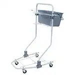 Bela kolica za model 3000 - Steam Italy, metalna, četvorotočka, sa drškom i sivom kantom lako se upravljaju zahvaljujući otvorenom ramu.