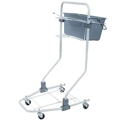 Bela kolica za model 3000 - Steam Italy, metalna, četvorotočka, sa drškom i sivom kantom lako se upravljaju zahvaljujući otvorenom ramu.