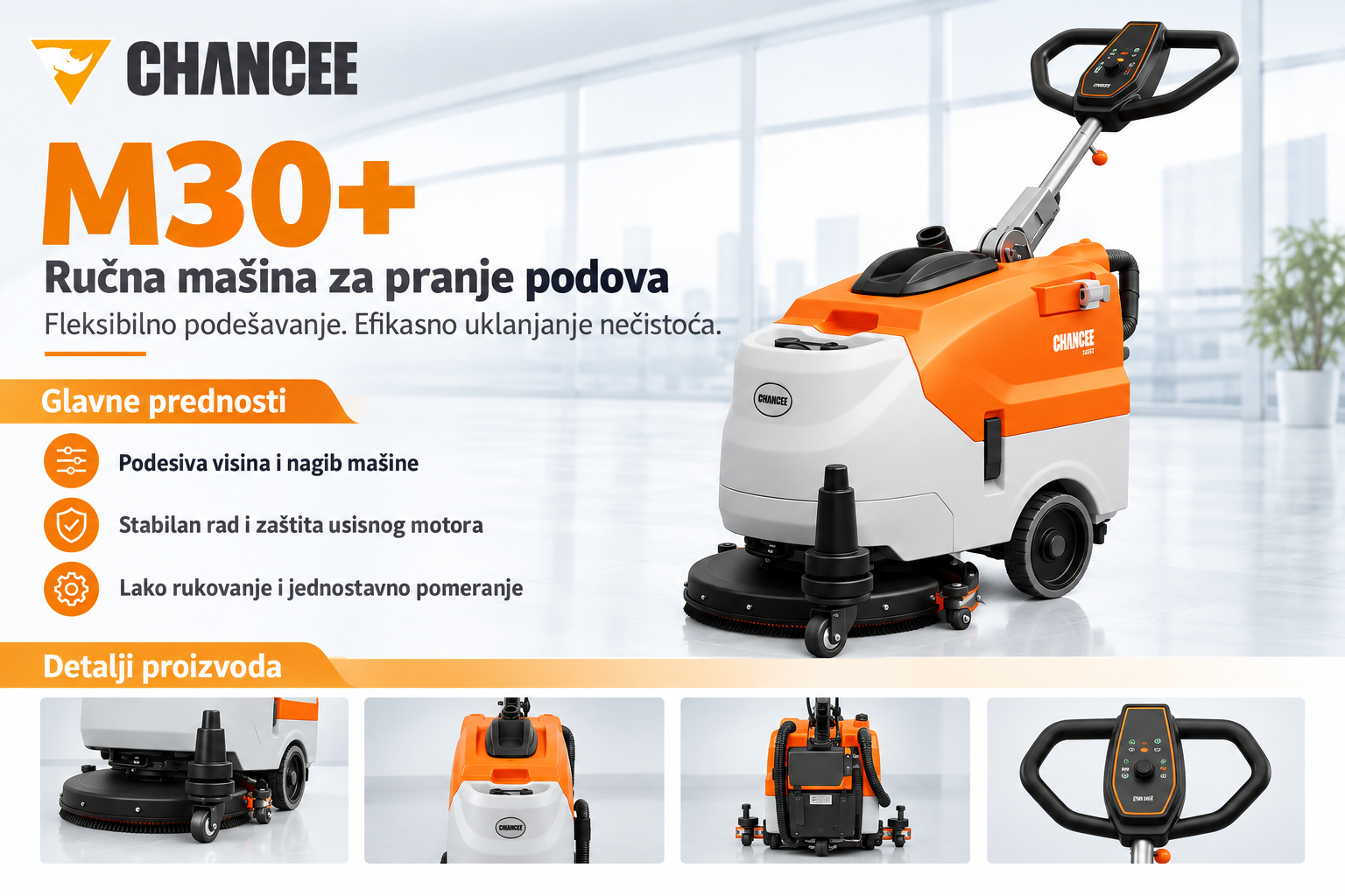 Chancee M30+ profesionalna baterijska mašina za pranje podova
