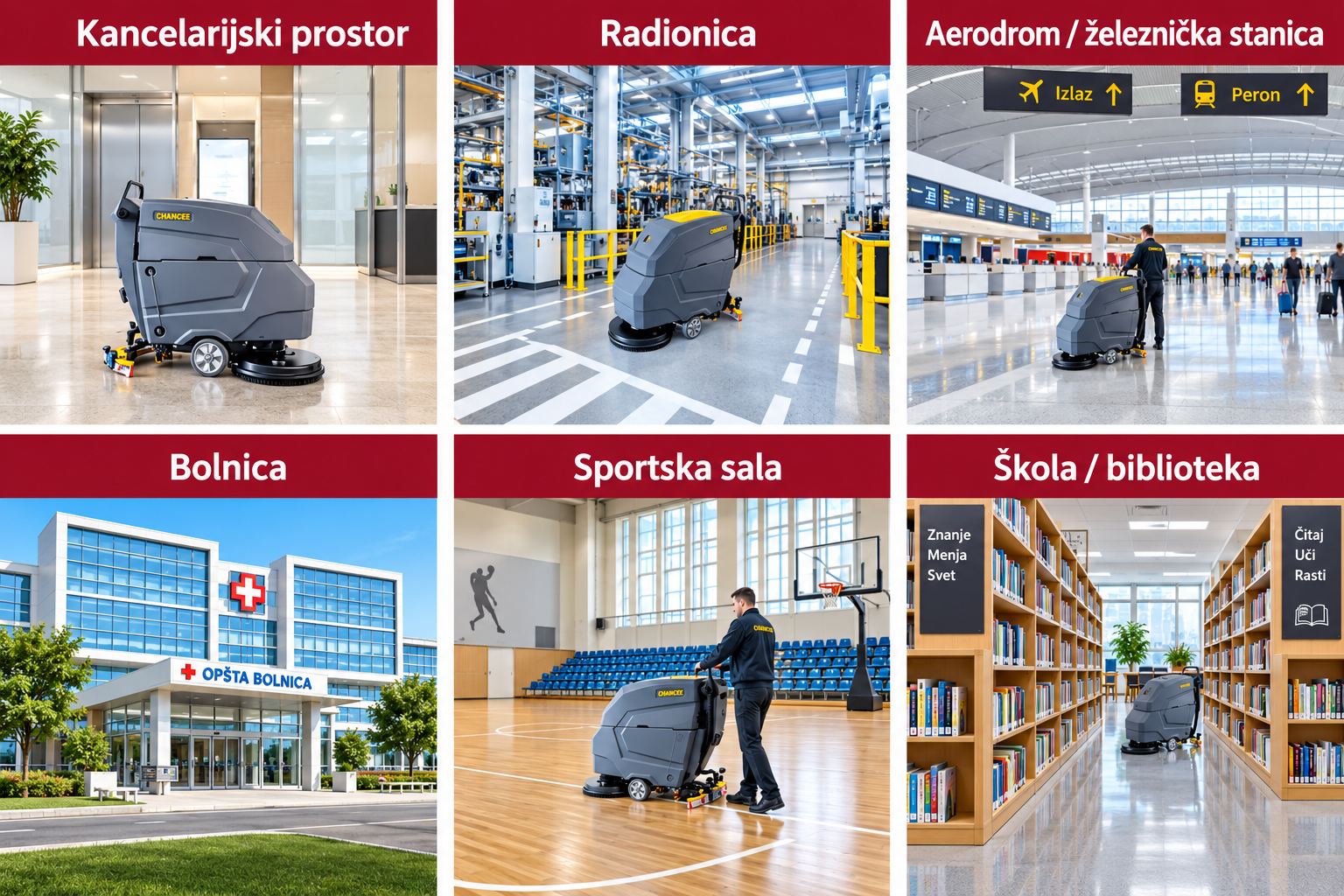 Chancee M60 samohodna mašina za pranje podova – oblasti primene