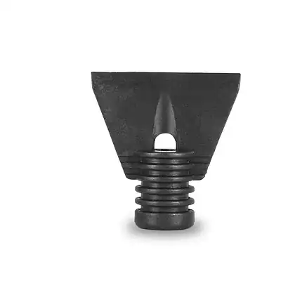 Crna špatula za struganje - Steam Italy je crni plastični alat sa ravnim trouglastim vrhom i navojnom bazom na beloj pozadini.