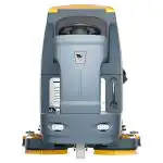 Mašina za čišćenje CHANCEE K80 gledana sprijeda, sivo kućište, žute četke, ručka; 6800 m², širina 800 mm, baterija 5 sati.