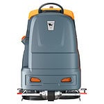 Prednji pogled na CHANCEE K90 mašinu za pranje podova, siva sa narandžastim detaljima, volan i četke ispod, 7800m².