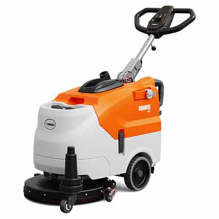 Kompaktna narandžasto-bela CHANCEE M30+ mašina čisti do 2000m², širina 450mm, četka napred, baterija 3h, garancija 3g.