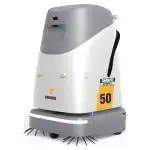 Industrijski robot za pranje podova Chancee SC50 u beloj i sivoj boji sa 3D LiDAR-om, AI, četkama i crevima za čišćenje.