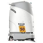 Beli i sivi Industrijski robot za Pranje Podova Chancee SC50 Plus sa 3D LiDAR i AI; četke za čišćenje vidljive dole i sa strane.