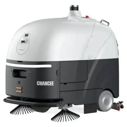 Moderan i kompaktan sivi i crni robot za pranje podova Chancee SC80 (4000 m²/h, 3D LiDAR), sa četkama, točkovima i izduvom.