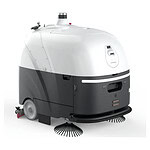 Chancee SC80, veliki bijelo-crni industrijski robot za čišćenje podova sa 3D LiDAR-om, četkama i točkovima na čisto bijeloj podlozi.