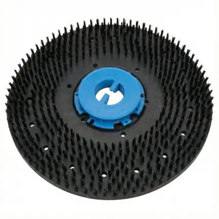 Nosač filca za Chancee M30 - 350mm je crna okrugla četka sa tvrdim vlaknima i plavim centrom za spajanje na mašini, prikazana na bijeloj podlozi.