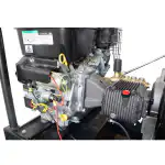 Detaljan pogled na ESH4200BD perač pod pritiskom (290 bara, 1080 l/h, 150°C, benzin + dizel), žice, crna kutija i motor.