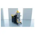 Industrijski usisivač Chancee CG55100 5.5kW sa HEPA filterom, žutom ručkom i prozirnom komorom na sivom sjajnom podu u svetloj sobi.