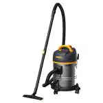 Chancee CRS1625 je profesionalni usisivač za mokro i suvo čišćenje, 25L, 1.6kW, HEPA filter 99.7%, crno crevo, žuti detalji.