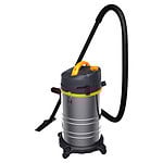 Srebrno-crni usisivač Chancee CRS1635 (HEPA 99,7%, 35L, 1,6kW) sa žutom drškom i ravnim nastavkom na točkićima na beloj pozadini.