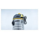 Profesionalni usisivač Chancee CRS1635 (35L, 1.6kW) srebrne boje sa sivo-žutim CHANCEE vrhom i kablom uredno namotanim.