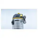 Profesionalni usisivač Chancee CRS1635 (35L, 1.6kW) srebrne boje sa sivo-žutim CHANCEE vrhom i kablom uredno namotanim.