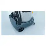 Detaljan pogled na Profesionalni usisivač Chancee CRS2890: točkovi, crevo i bubanj 90L, 2 motora, HEPA filtracija, glatki pod.