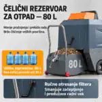 Čelična mašina za otpad od 80 litara sa ručnim tresačem filtera i kantom za sakupljanje punog lišća i raznog otpada iz bašte.