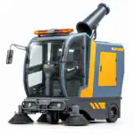 CHANCEE industrijsko vozilo za čišćenje ulica sa žuto-sivom kabinom, narandžastim rotacionim svetlom i prednjim četkama.